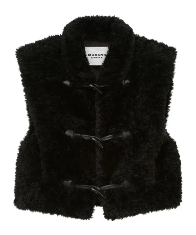 Isabel Marant Étoile Sleeveless Fur Vest In Black