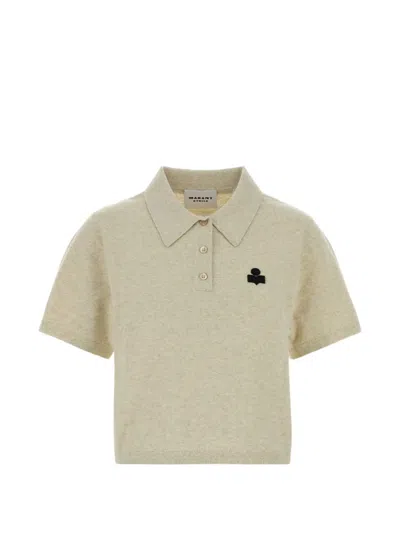 Isabel Marant Étoile Isabel Marant Etoile Althea Melange Polo Shirt In Cotton-wool Blend In Neutral
