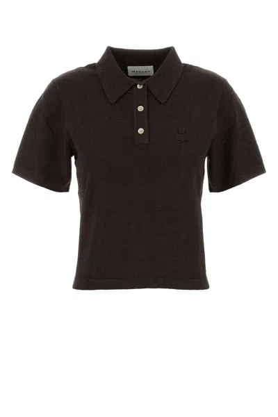 Isabel Marant Étoile Isabel Marant Etoile Althea Polo Shirt In Cotton-wool Blend In Brown