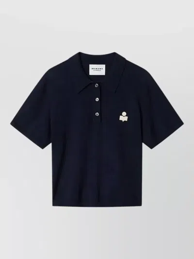 Isabel Marant Étoile Althea Cotton And Wool Polo With Logo In Blue