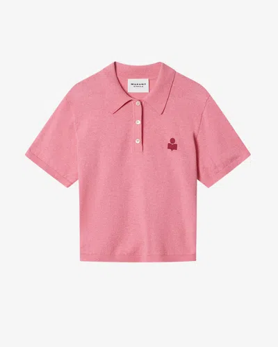 Isabel Marant Étoile Althea Buttoned Logo Polo Top In Pink
