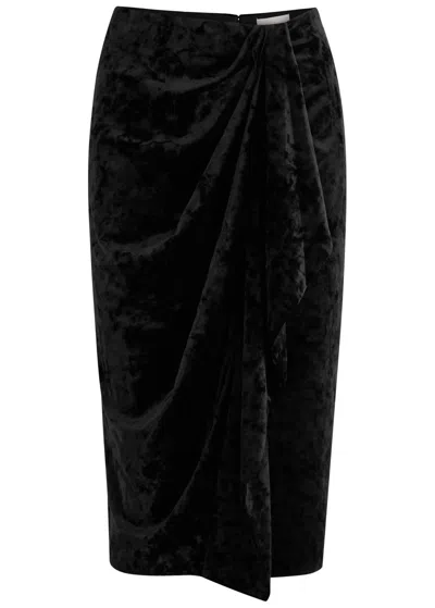 Isabel Marant Étoile Alyssa Draped Velvet Midi Skirt In Black