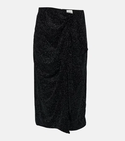 Isabel Marant Étoile Alyssa Crystal-embellished Velvet Midi Skirt In Black
