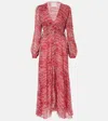 Isabel Marant Étoile 'amara' Red Long Dress With V Neck And Asymmetric Hem In Red