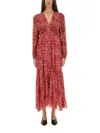 Isabel Marant Étoile 'amara' Red Long Dress With V Neck And Asymmetric Hem In Red