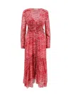 Isabel Marant Étoile 'amara' Red Long Dress With V Neck And Asymmetric Hem In Red
