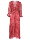 Isabel Marant Étoile 'amara' Red Long Dress With V Neck And Asymmetric Hem
