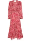 Isabel Marant Étoile 'amara' Red Long Dress With V Neck And Asymmetric Hem In Red