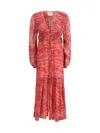 Isabel Marant Étoile 'amara' Red Long Dress With V Neck And Asymmetric Hem In Red