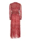 Isabel Marant Étoile 'amara' Red Long Dress With V Neck And Asymmetric Hem