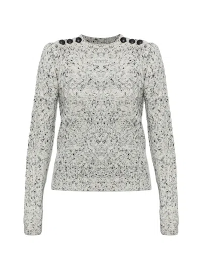 Isabel Marant Étoile Anastasia Button-embellished Cable-knit Sweater In Grey
