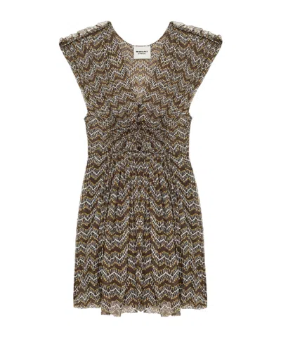 Isabel Marant Étoile Anawa Short Gathered Muslin Dress In Multicolor