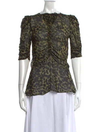 Pre-owned Isabel Marant Étoile Animal Print Crew Neck Blouse In Black
