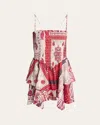 Isabel Marant Étoile Anka Paisley Print Smocked Cotton Sundress In Redecru