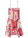 Isabel Marant Étoile Anka Tiered Smocked Bandana-print Cotton Mini Dress In Red