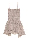 Isabel Marant Étoile Anka Shirred Tiered Convertible Cotton Voile Minidress In Multi