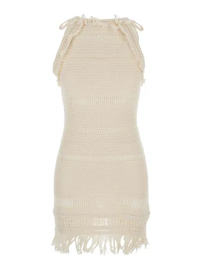 ISABEL MARANT ÉTOILE ISABEL MARANT ETOILE WOMEN 'ARALIA' WHITE DRESS WITH ROUND COLLAR ON THE REAR AND ADJUSTABLE SHOULDE