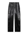 Isabel Marant Étoile Isabel Marant Etoile Women's Black Ariete Crinkled-texture Straight-leg High-rise Faux-leather Trous In Black