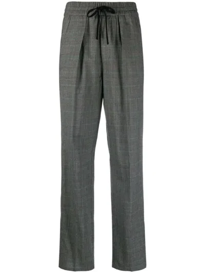 Isabel Marant Étoile Ash Grey Priska High-waist Plaid Trousers In Gray