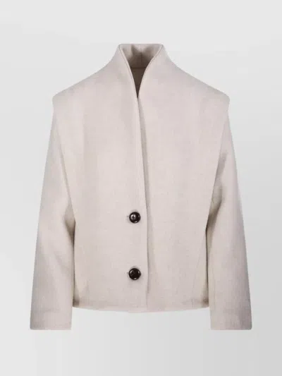 Isabel Marant Étoile Asymmetric High Collar Long Sleeve Coat In Neutral