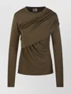 Isabel Marant Étoile Asymmetric Long Sleeve Draped T-shirt In Brown