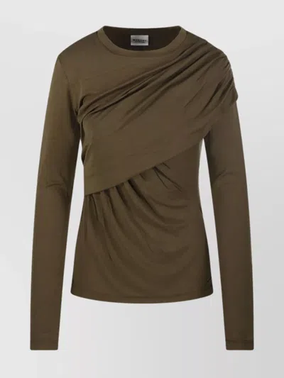ISABEL MARANT ÉTOILE ASYMMETRIC LONG SLEEVE DRAPED T-SHIRT