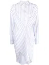 Isabel Marant Étoile Asymmetric Striped Shirt Dress In Nude