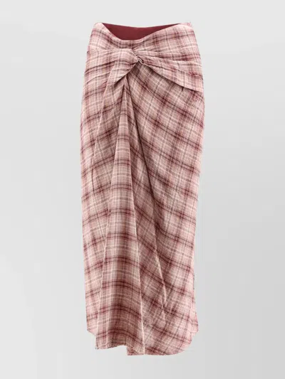 ISABEL MARANT ÉTOILE ASYMMETRICAL PLAID MIDI SKIRT WITH KNOT DETAIL