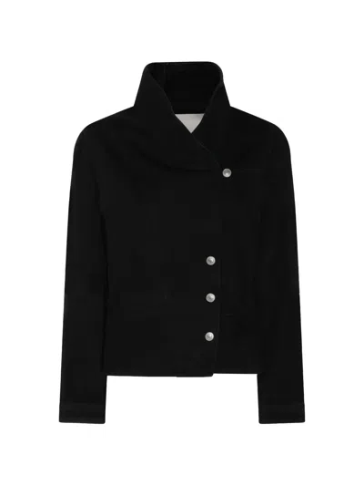 Isabel Marant Étoile Asymmetric-fastening Denim Jacket In Black