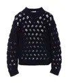 Isabel Marant Étoile Aurelia Blue Crewneck Swerater In Perforated Wool Blend In Blue