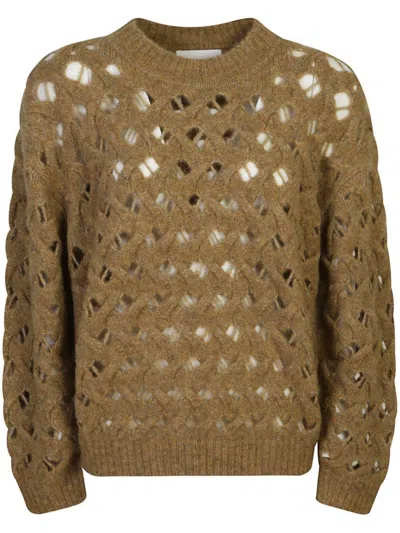 Isabel Marant Étoile Isabel Marant Etoile Aurelia Camel Sweater With Braid Drawing In Brown