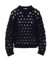Isabel Marant Étoile Aurelia Blue Crewneck Swerater In Perforated Wool Blend In Blue