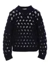 Isabel Marant Étoile Aurelia Blue Crewneck Swerater In Perforated Wool Blend In Blue