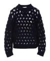 Isabel Marant Étoile Aurelia Blue Crewneck Swerater In Perforated Wool Blend In Black