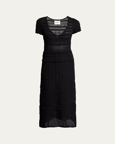 Isabel Marant Étoile Aurore Short-sleeve Crochet Maxi Dress In Black