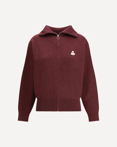 Isabel Marant Étoile Axelle Cotton Cardigan In Burgundy