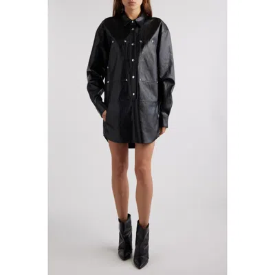 Isabel Marant Étoile Black Ayali Faux-leather Minidress In 01bk Black