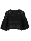 Isabel Marant Étoile Bell Sleeve Crochet Knit Pullover In Black