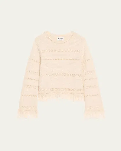 Isabel Marant Étoile Azilis Crewneck Fringe Sweater In Beige