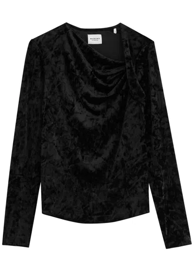 Isabel Marant Étoile Baixa Draped Velvet Top In Black