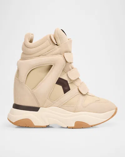 Isabel Marant Étoile Balskee Mixed Leather High-top Sneakers In Neutral