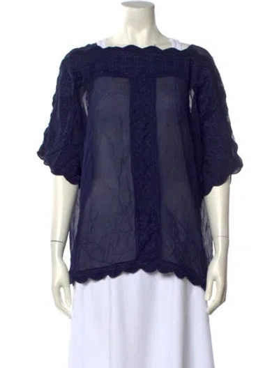 Pre-owned Isabel Marant Étoile Bateau Neckline Short Sleeve Blouse In Blue