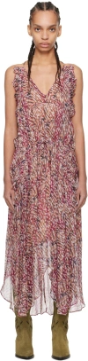 Isabel Marant Étoile Beige & Pink Fodelo Midi Dress In 40ry Raspberry