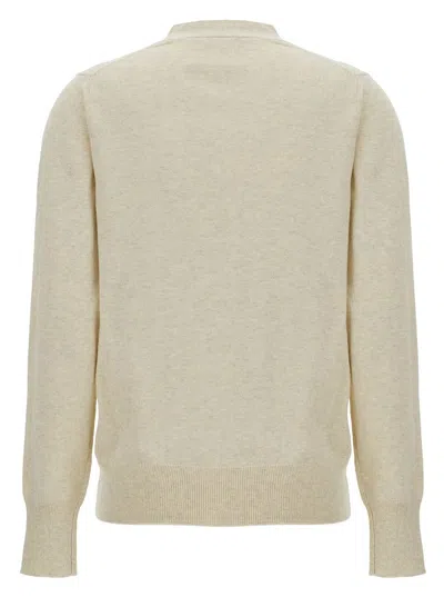 Isabel Marant Étoile Beige Cardigan With Contrasting Logo Detail At The Front In Cotton And Wool Blend Woman In Grey