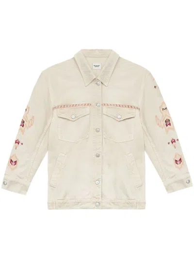 ISABEL MARANT ÉTOILE BEIGE DENIM JACKET WITH SLEEVE DETAILS