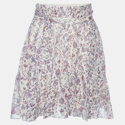 Pre-owned Isabel Marant Étoile Beige Floral Printed Cotton Flared Mini Skirt M