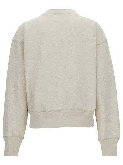 Isabel Marant Étoile Beige High Neck Sweatshirt With Contrasting Logo Print In Cotton Blend Woman In Gray