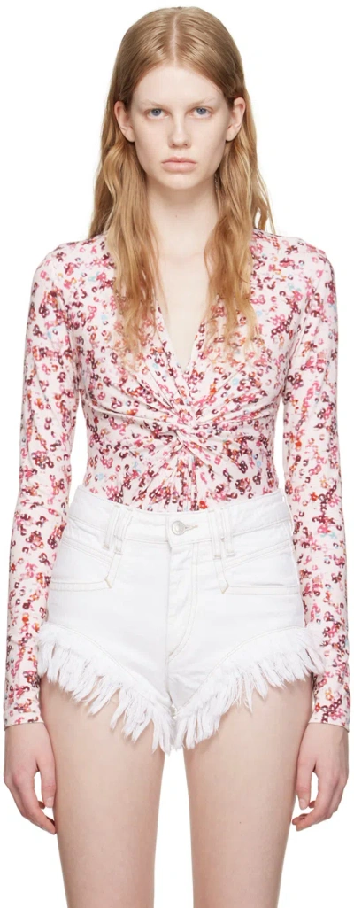 Isabel Marant Étoile Jena Printed Viscose Jersey Top In White,multi