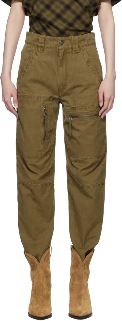 Isabel Marant Étoile Beige Kelyane Coated Workwear Trousers In Light Bronze