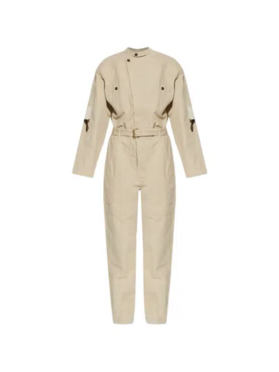Isabel Marant Etoile Beige Nessime Jumpsuit With Belt In Brown